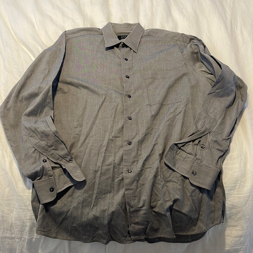 Ike Behar mens grey button down dress shirt